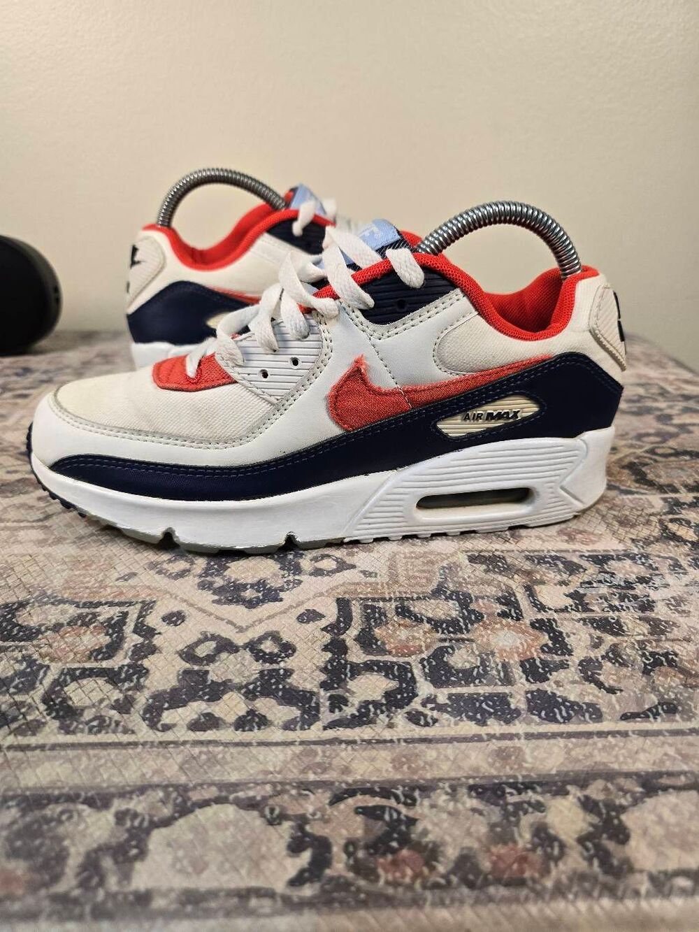 Nike Air Max 90 USA 🇺🇸 Red White And Blue 6.5Y Women's Size 8 Running Shoes